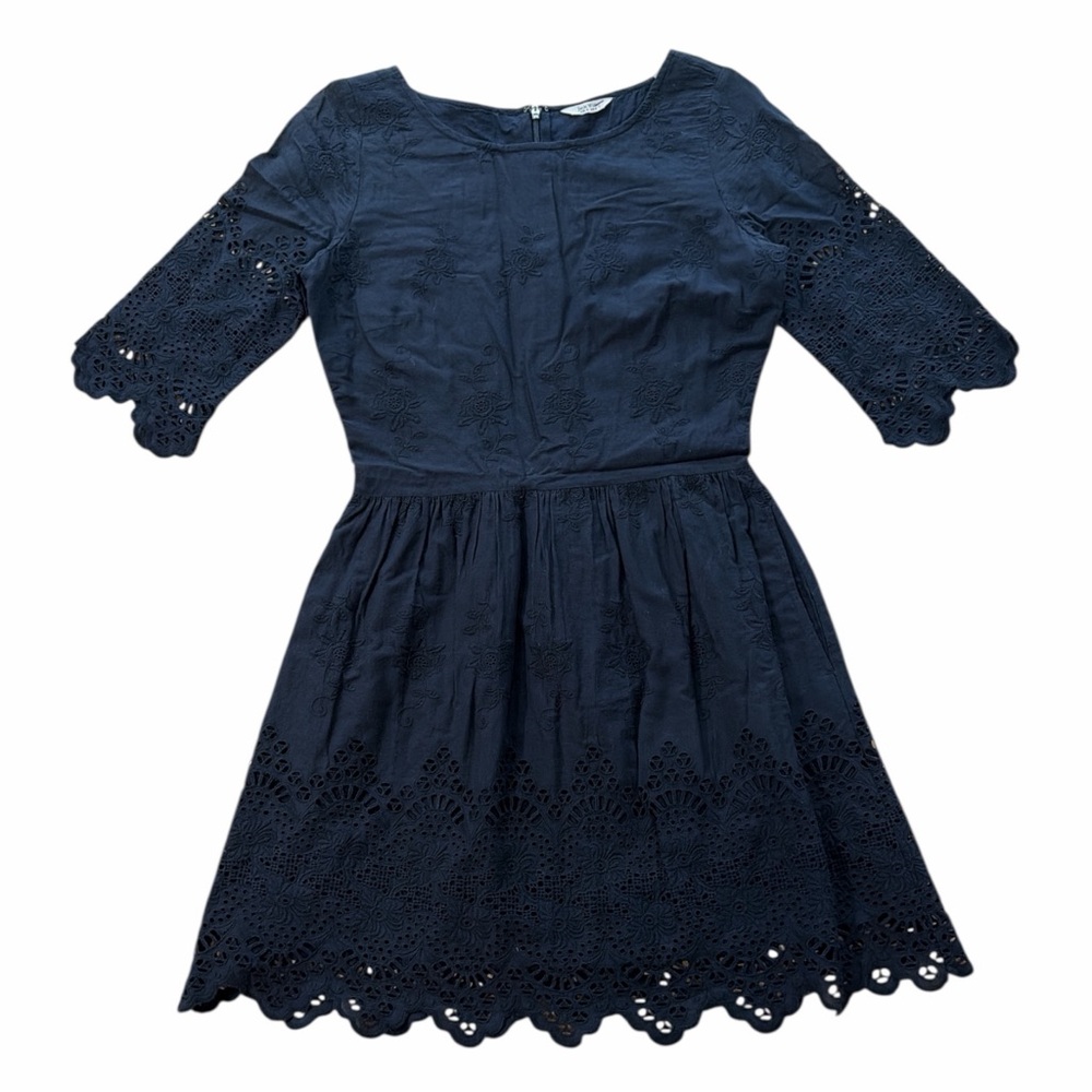 Jack Wills Embroidered Eyelet Fit and Flare Cotton Dress